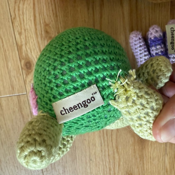 ✨ lot of 6 cheengoo knit animal rattle baby elephant, fox, bear, turtle, octopus - Picture 7 of 11